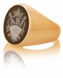 Siegelring signet rings Abitur Oval Gelbgold braun weiss