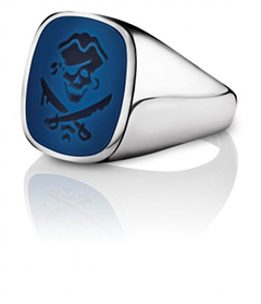 Siegelring signet rings Antik Silber Piratenflagge